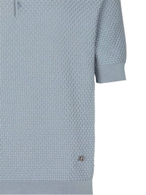 waffle-knit short-sleeved polo shirt DOLCE&GABBANA | GXM72TJEMF7B1932